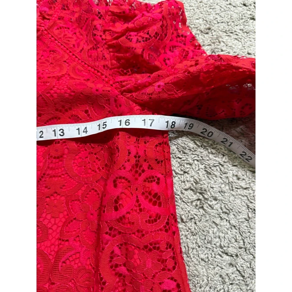 Lilly Pulitzer Lace Top XS Red‎ Puff Sleeve Scalloped Blouse Dainty Coquette Y2K